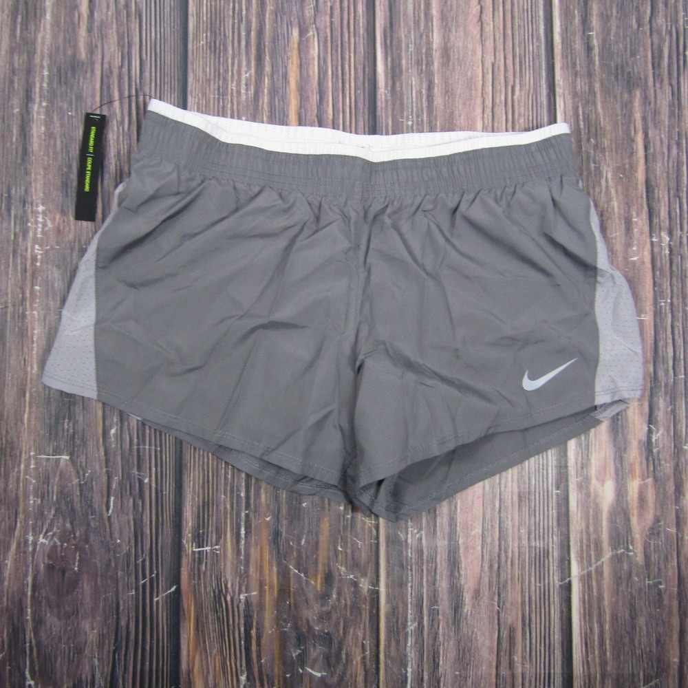 Nike Shorts Womens Medium Gray Dri-FIT‎ Running Lined Elastic Waist 3.5 Inseam